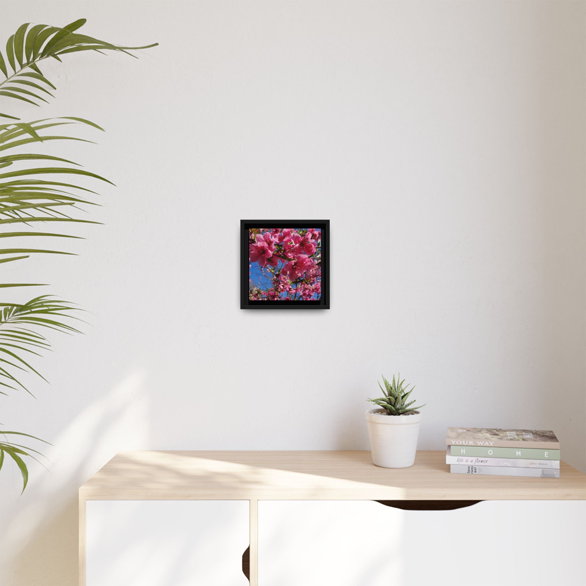Pink Peach Blossom Framed Canvas Print