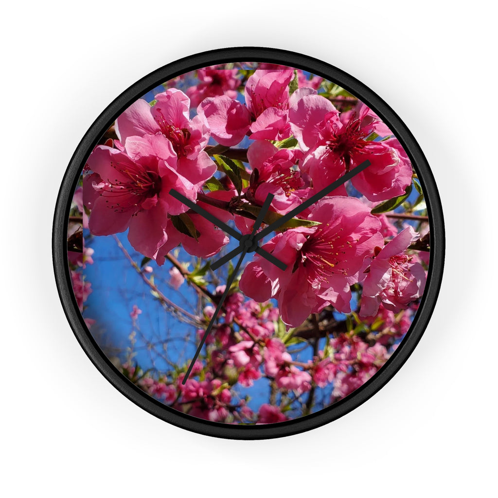 Pink Blossom Wall Clock — Floral Peach Blossom Decorative Clock