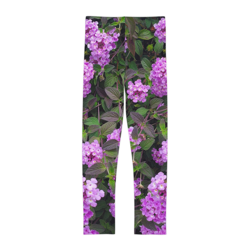 Mallas florales para niñas — Estampado integral de lantana morada