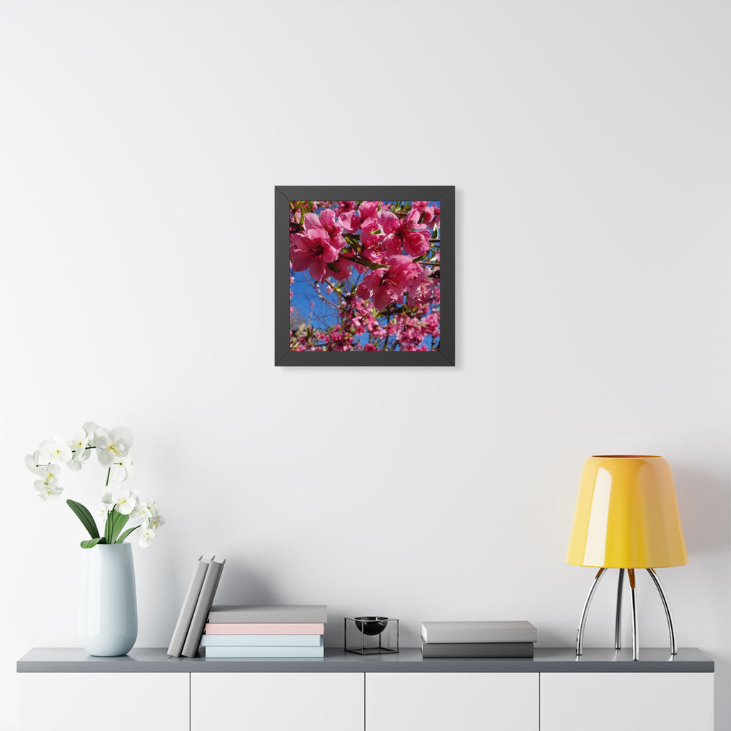 Pink Peach Blossom Photo Framed Poster | Floral Wall Art