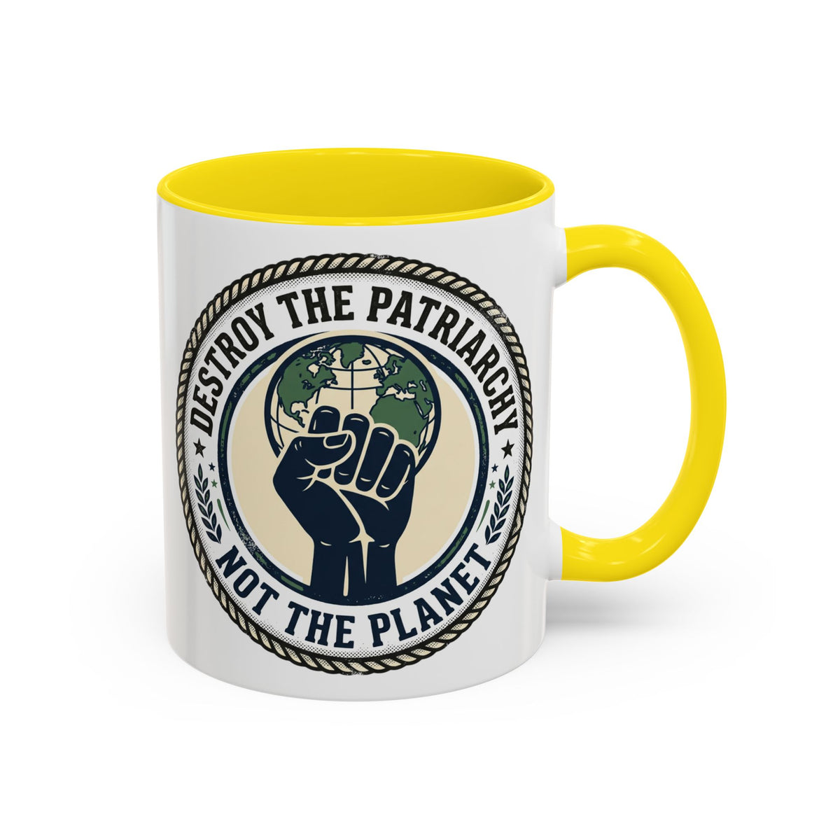 Destroy the Patriarchy Not the Planet Coffee Mug – Feminist Eco Justice Accent Mug (11/15oz)