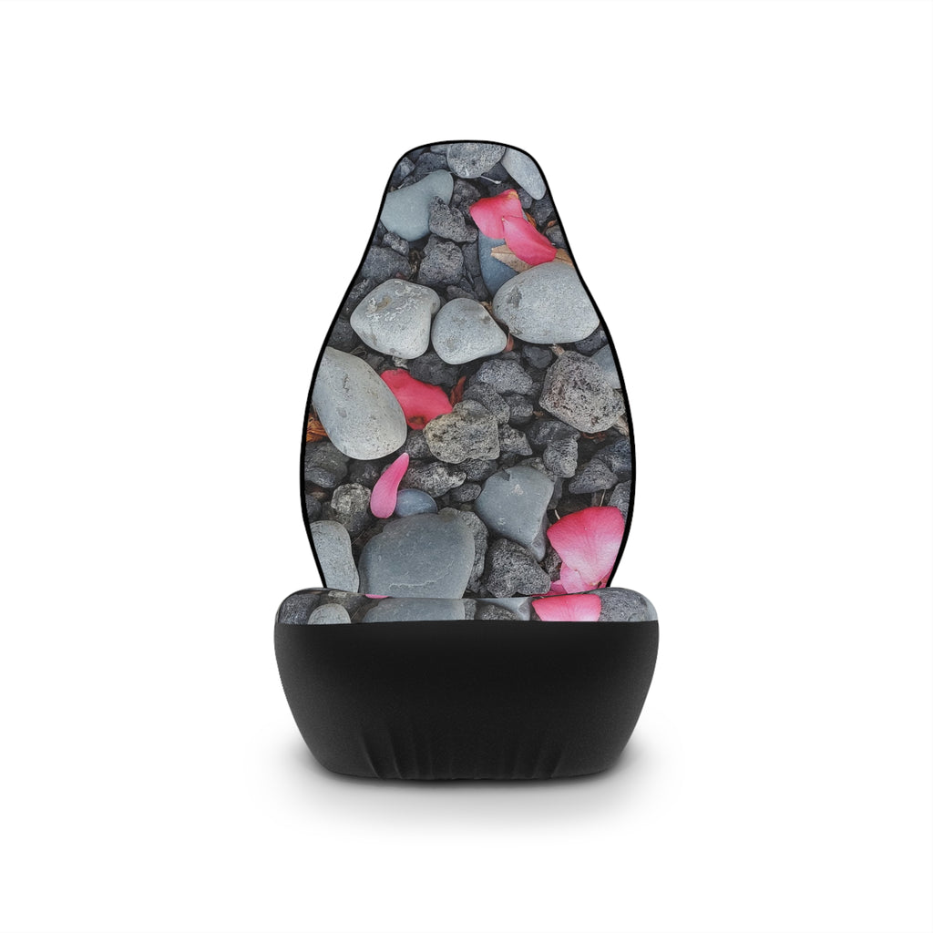 Fundas para asientos de coche Pétalos rosas sobre guijarros | Estampado floral de piedras