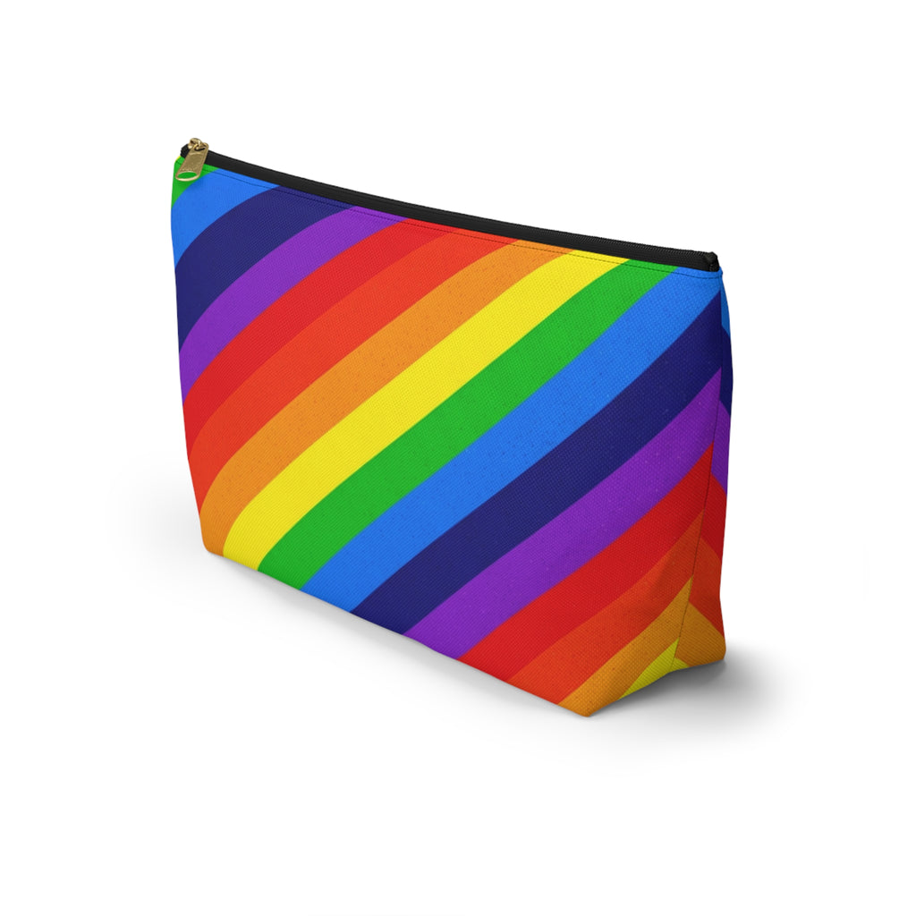 Rainbow Stripe Accessory Pouch — T‑Bottom Travel Cosmetic Bag
