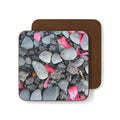 Pebble & Petal Coaster — Pink Rose Petals on Pebble Beach Drink Coaster