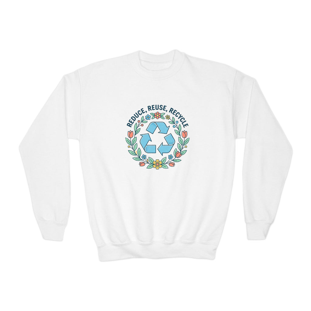 Sudadera Juvenil Cuello Redondo Floral Reduce Reutiliza Recicla