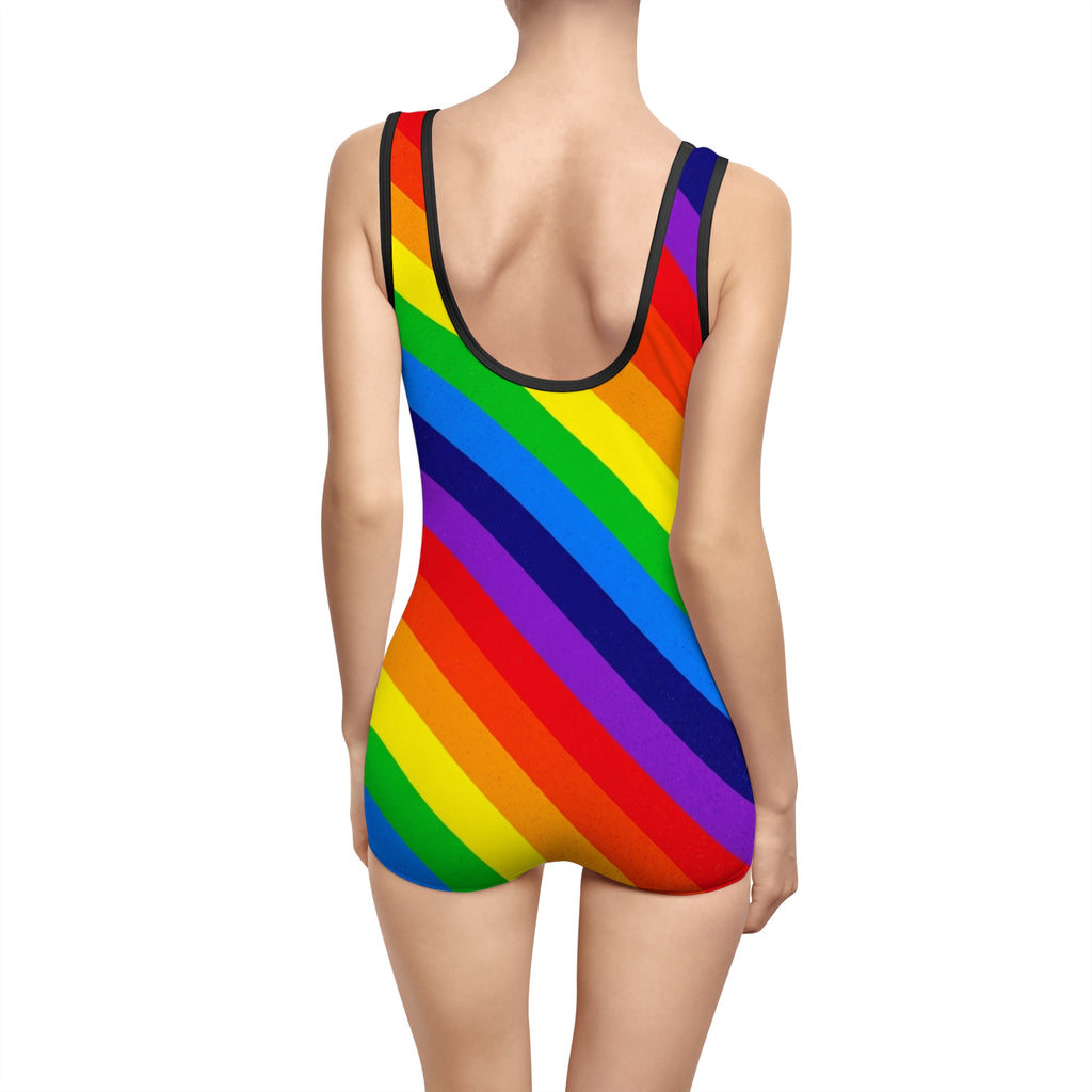 Retro Rainbow One-Piece Swimsuit — Vintage Pride