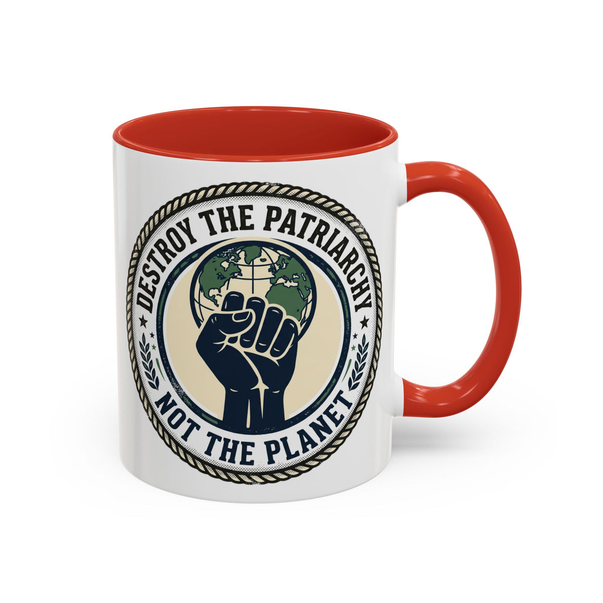 Destroy the Patriarchy Not the Planet Coffee Mug – Feminist Eco Justice Accent Mug (11/15oz)