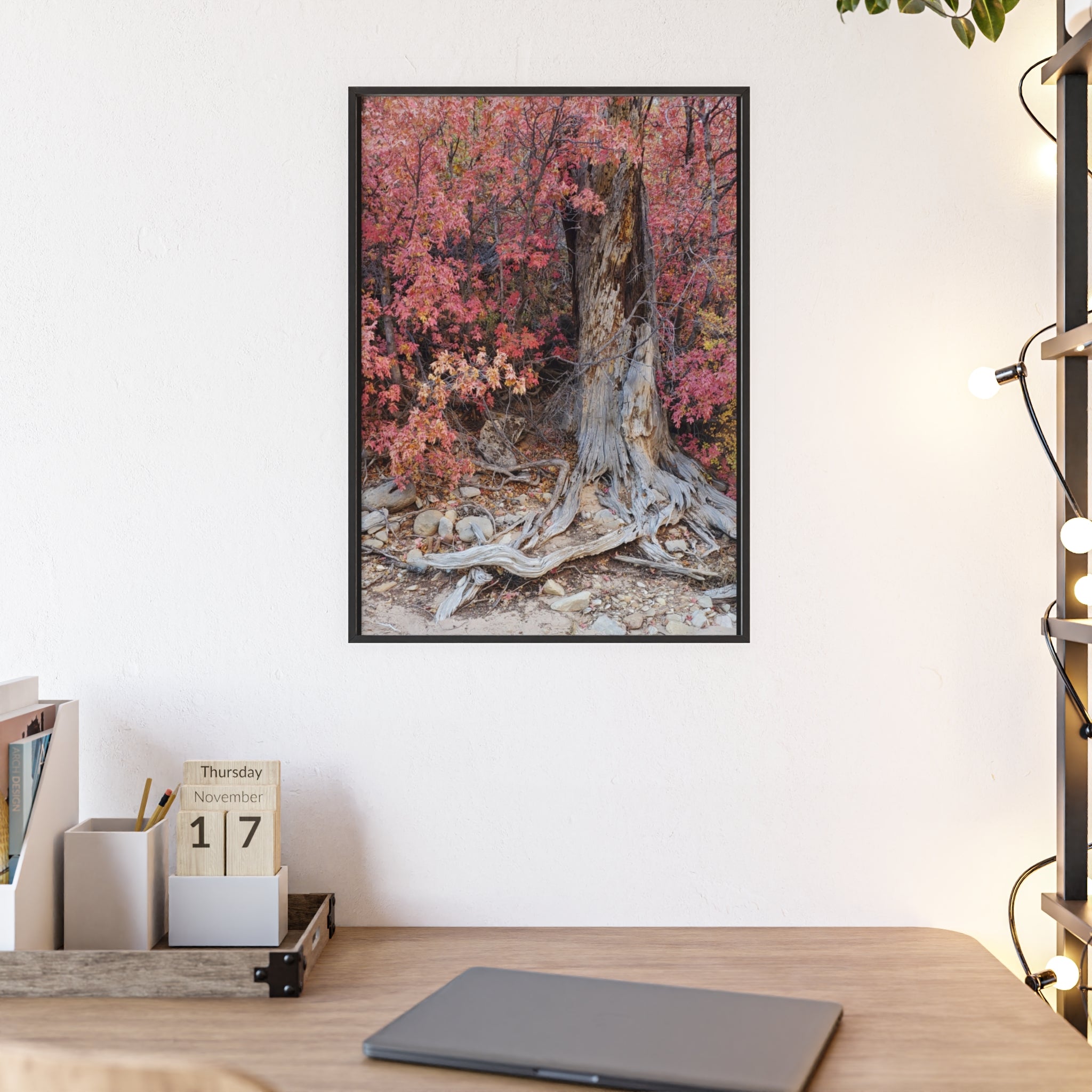 Autumn Tree Roots Poster with Wooden Frame | Fall Forest Wall Art