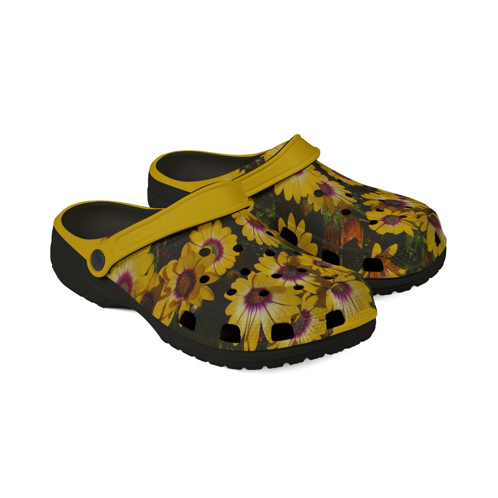 Zuecos de Goma EVA Margaritas Amarillas - Zapatos sin Cordones para Jardín con Flores