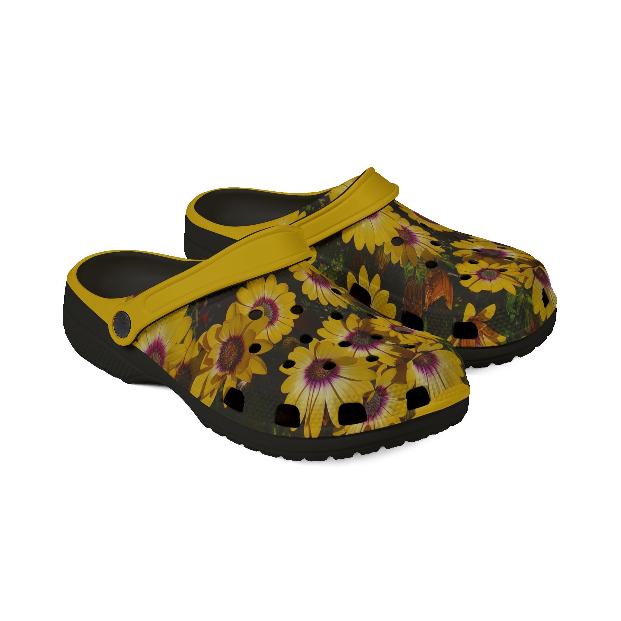 Zuecos de Goma EVA Margaritas Amarillas - Zapatos sin Cordones para Jardín con Flores