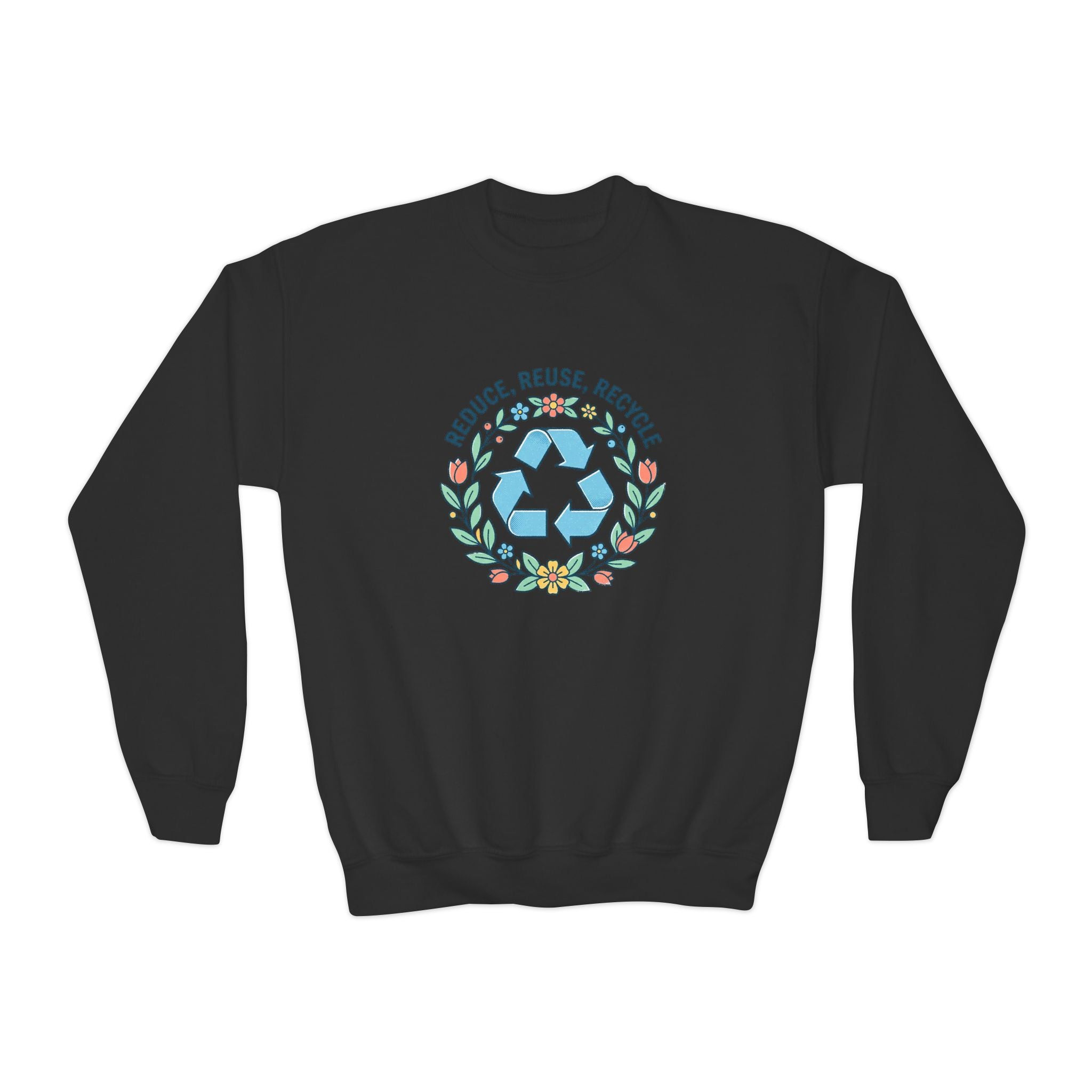 Reduce Reuse Recycle Floral Youth Crewneck Sweatshirt