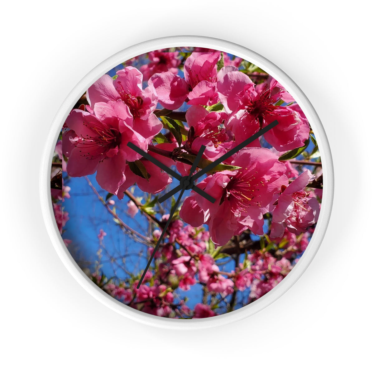 Pink Blossom Wall Clock — Floral Peach Blossom Decorative Clock