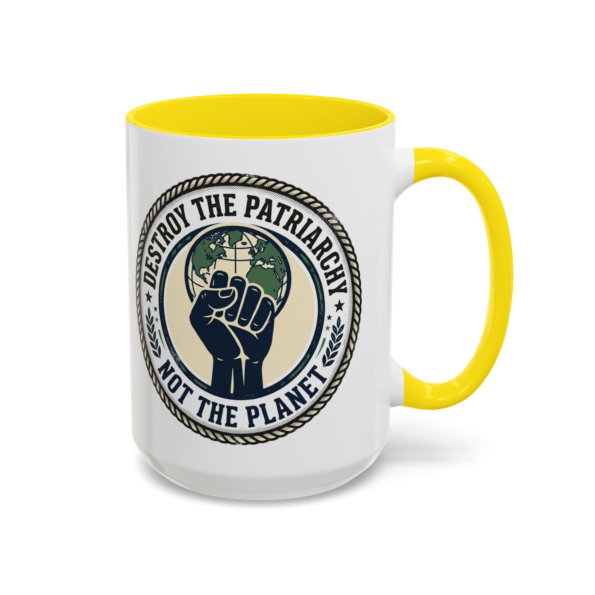 Destroy the Patriarchy Not the Planet Coffee Mug – Feminist Eco Justice Accent Mug (11/15oz)