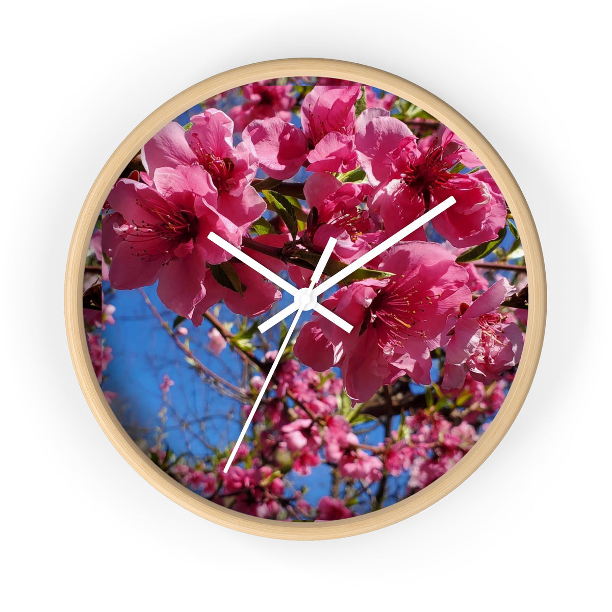 Pink Blossom Wall Clock — Floral Peach Blossom Decorative Clock