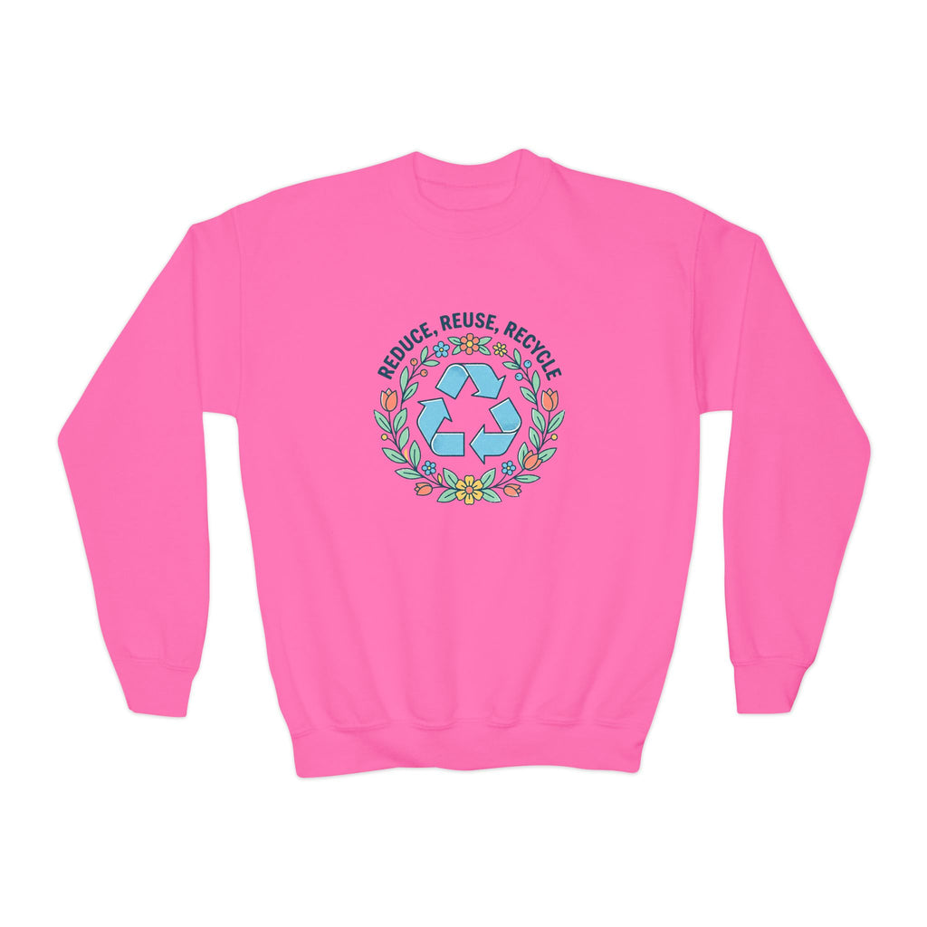 Sudadera Juvenil Cuello Redondo Floral Reduce Reutiliza Recicla