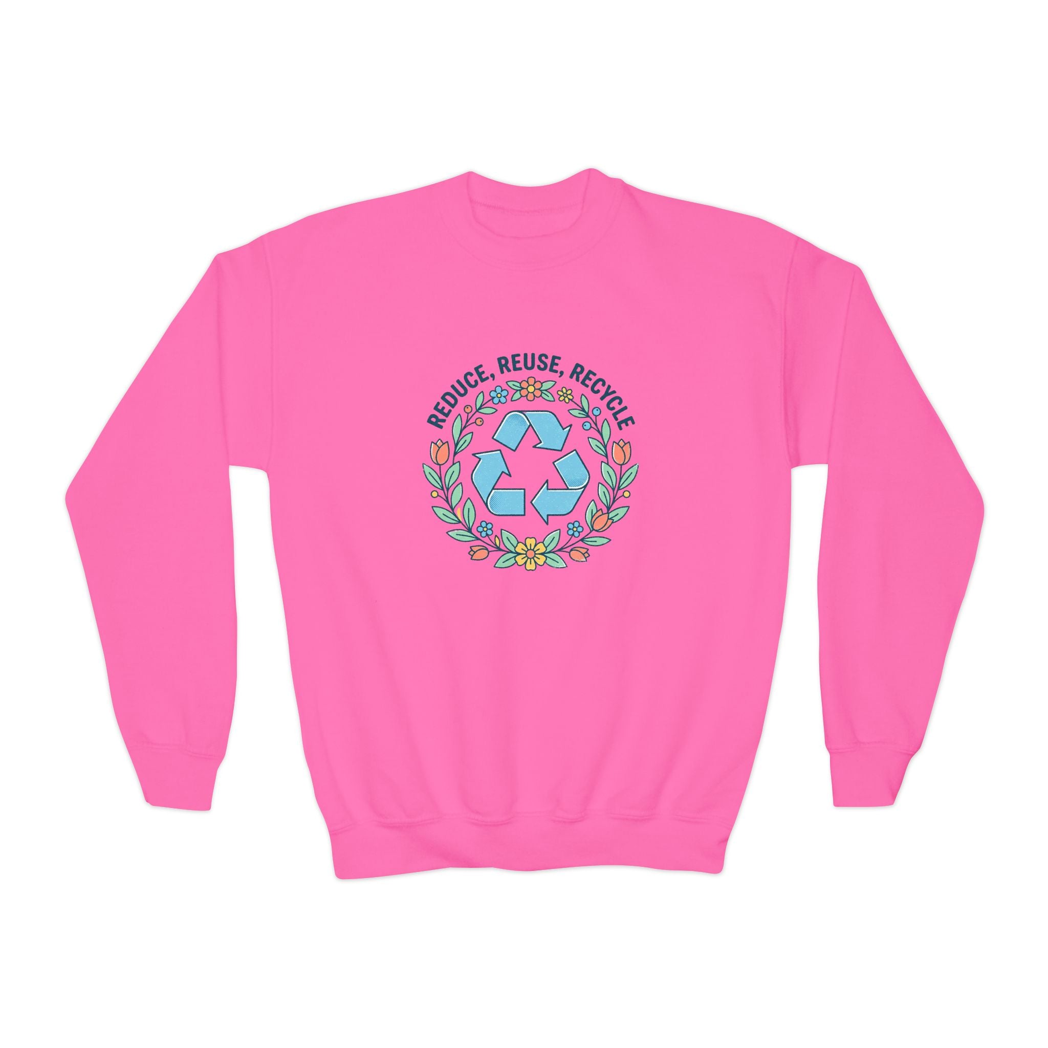 Sudadera Juvenil Cuello Redondo Floral Reduce Reutiliza Recicla