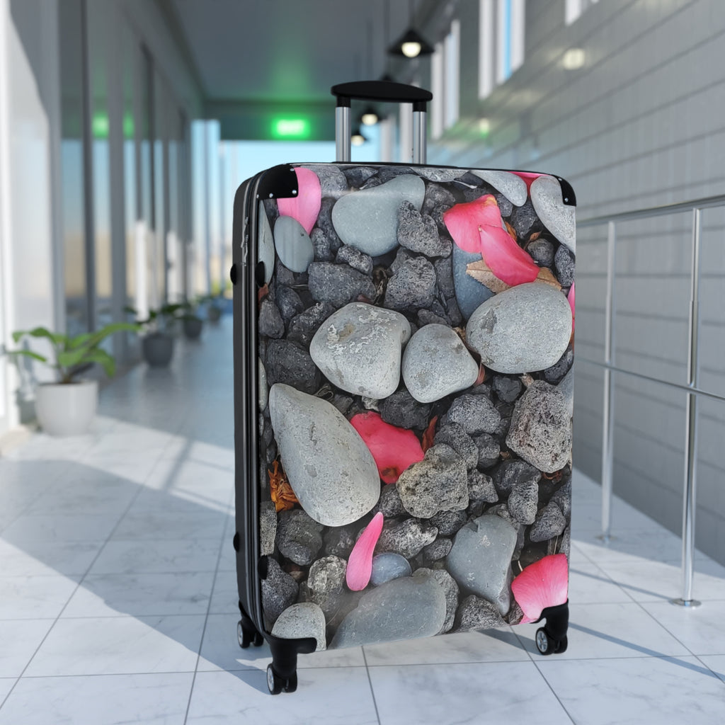 Maleta de cabina Pebble & Pink Petals — Equipaje de playa floral