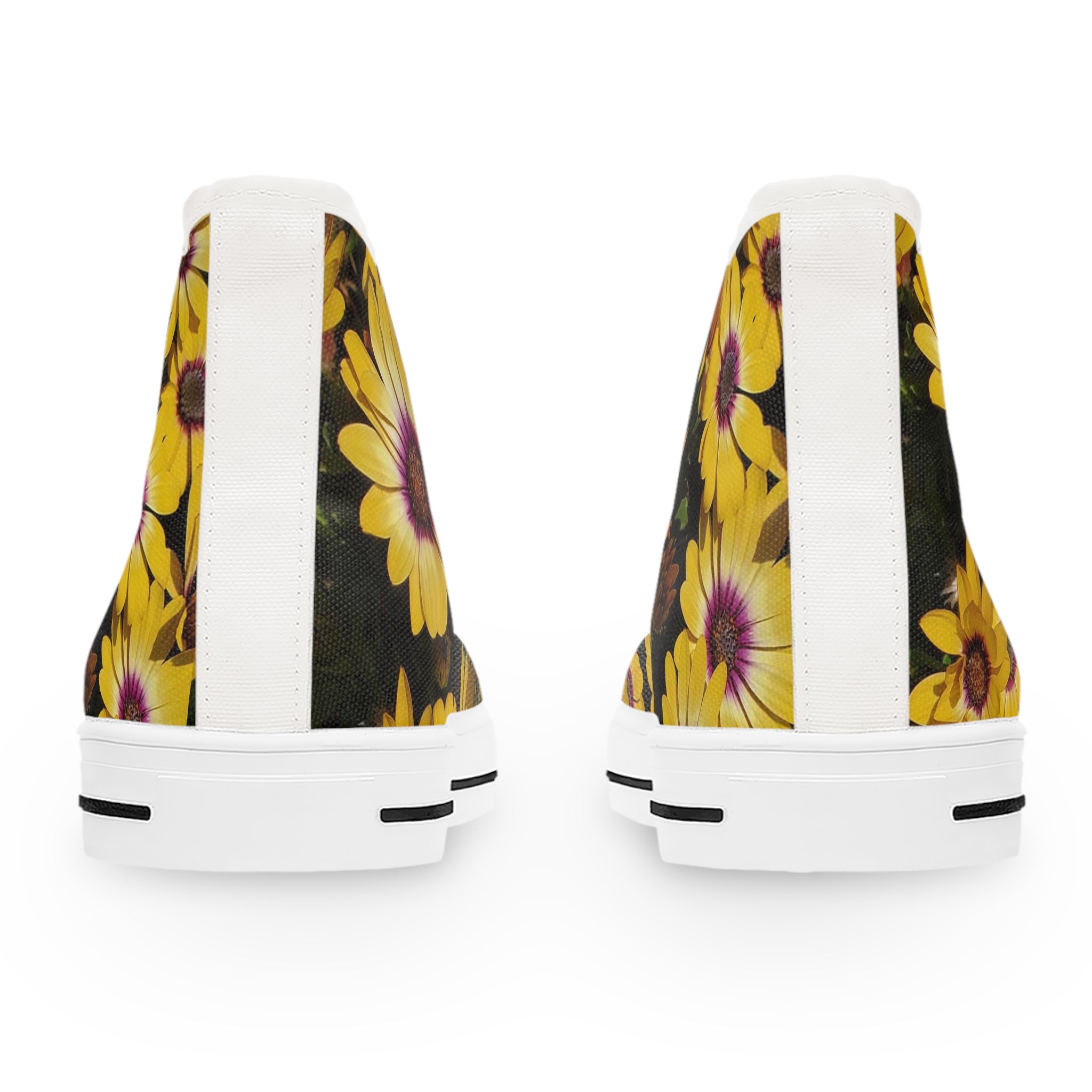 Yellow Daisy High-Top Sneakers — Floral Women's Casual Shoes