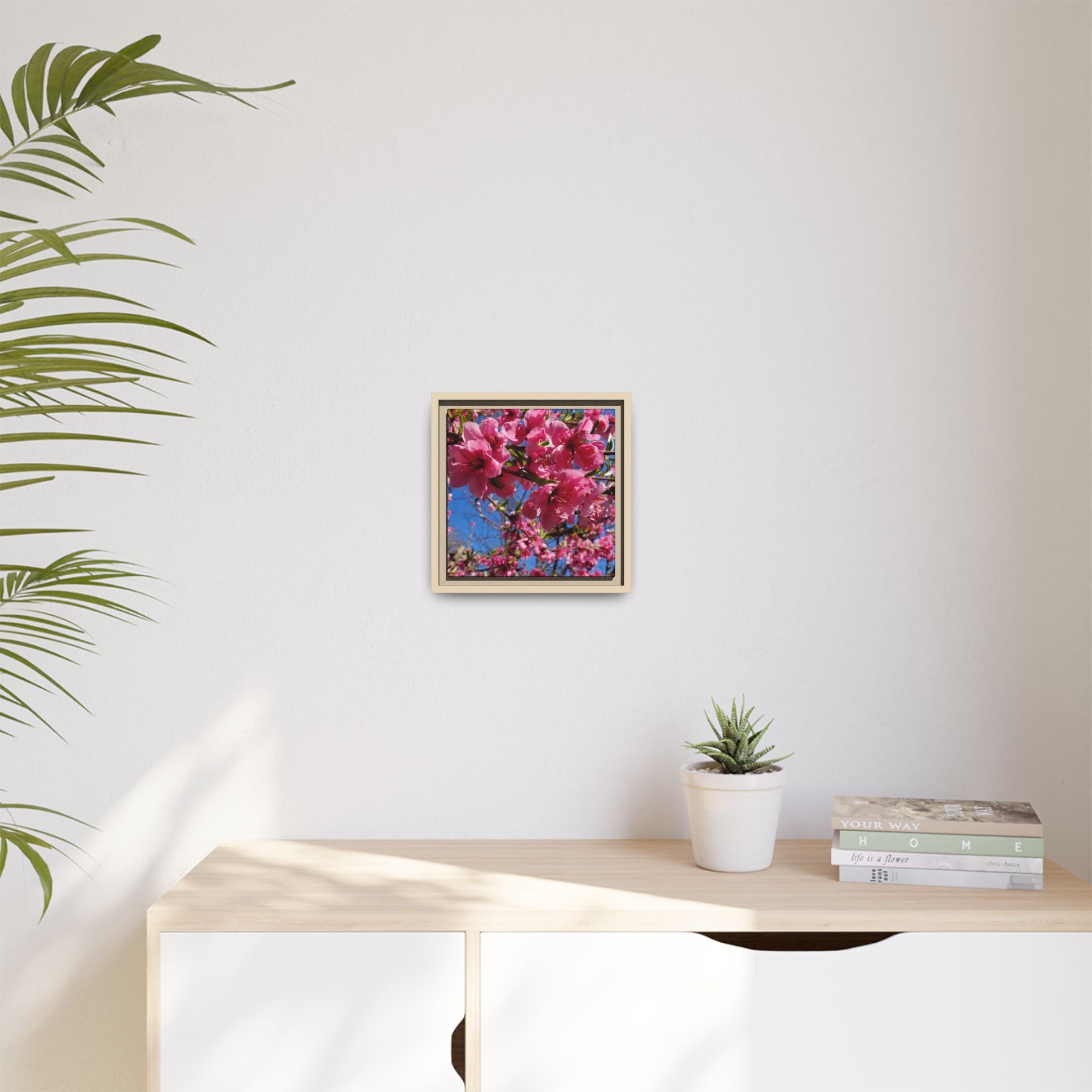 Pink Peach Blossom Framed Canvas Print