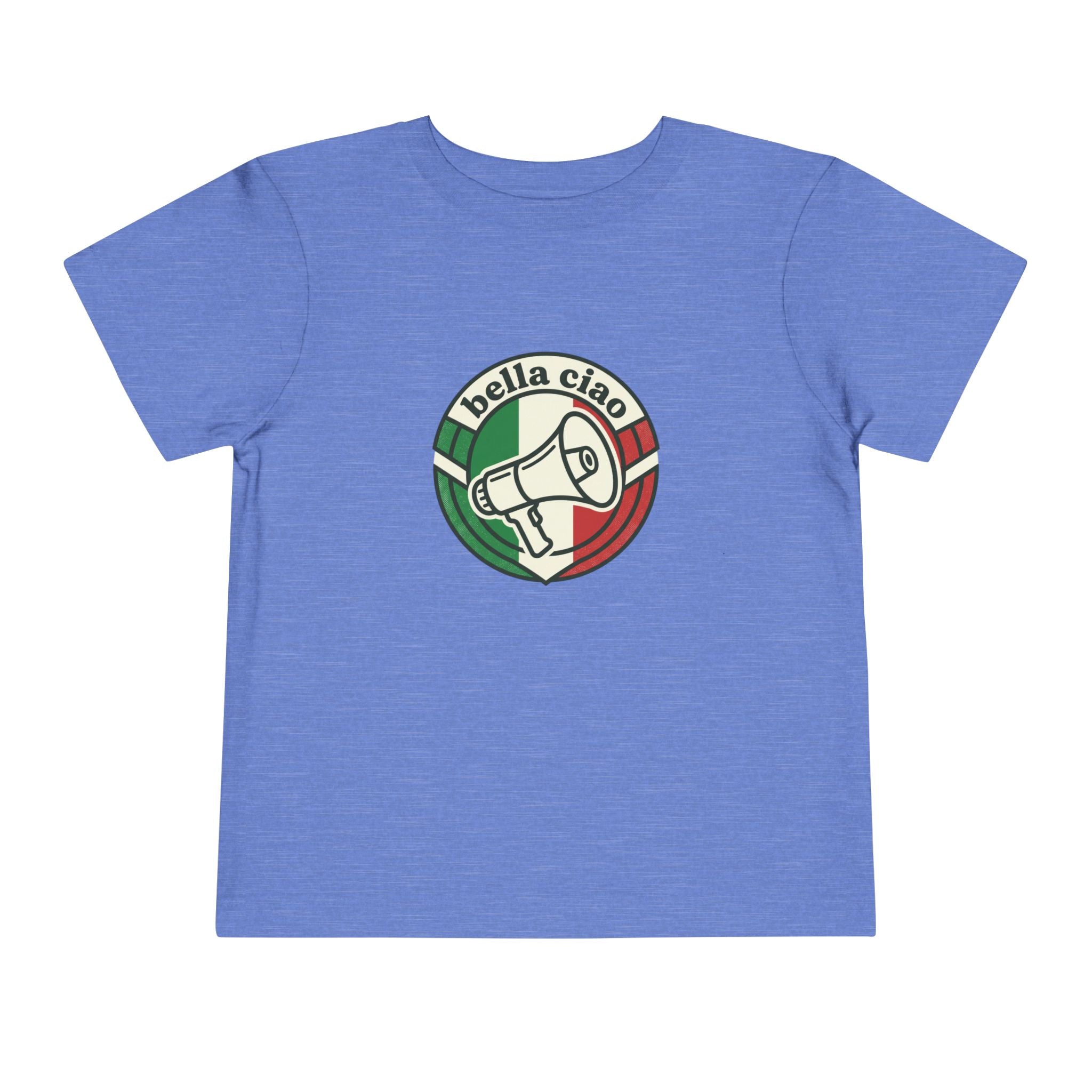 Camiseta de niño pequeño • Gráfico de megáfono con bandera italiana "Bella Ciao"