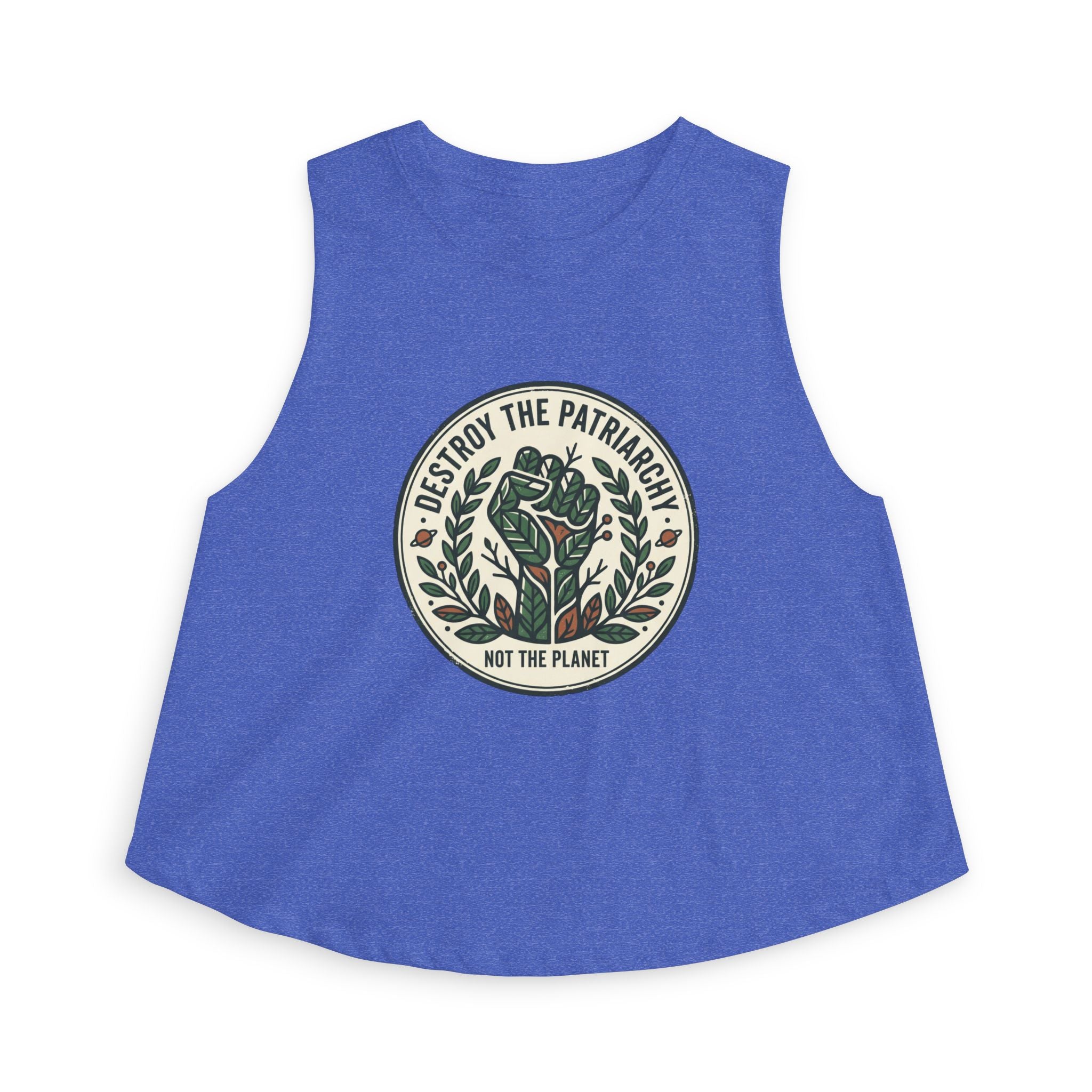 Crop Top - "Destroy the Patriarchy, Not the Planet" Eco-Feminist Graphic Tank