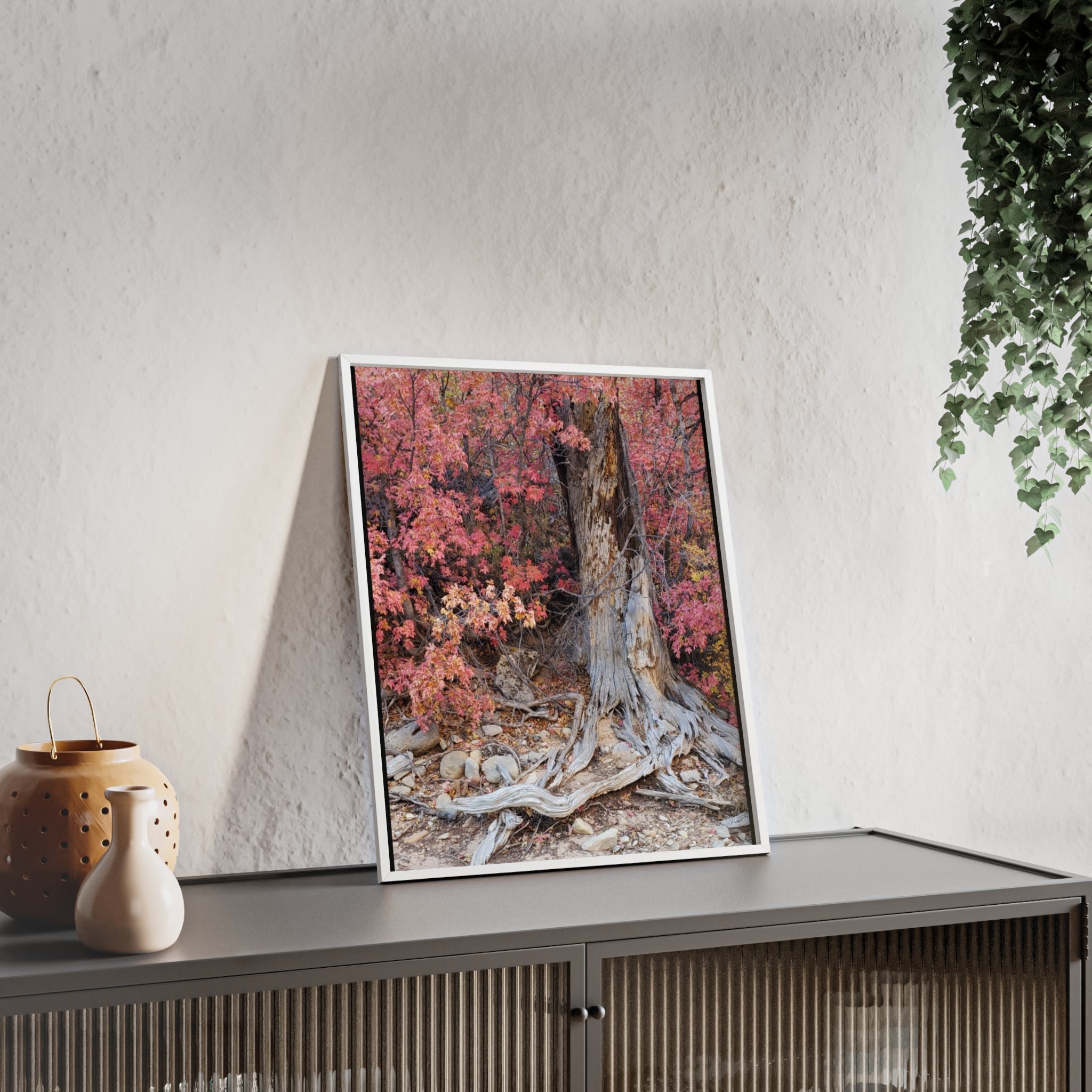 Autumn Tree Roots Poster with Wooden Frame | Fall Forest Wall Art