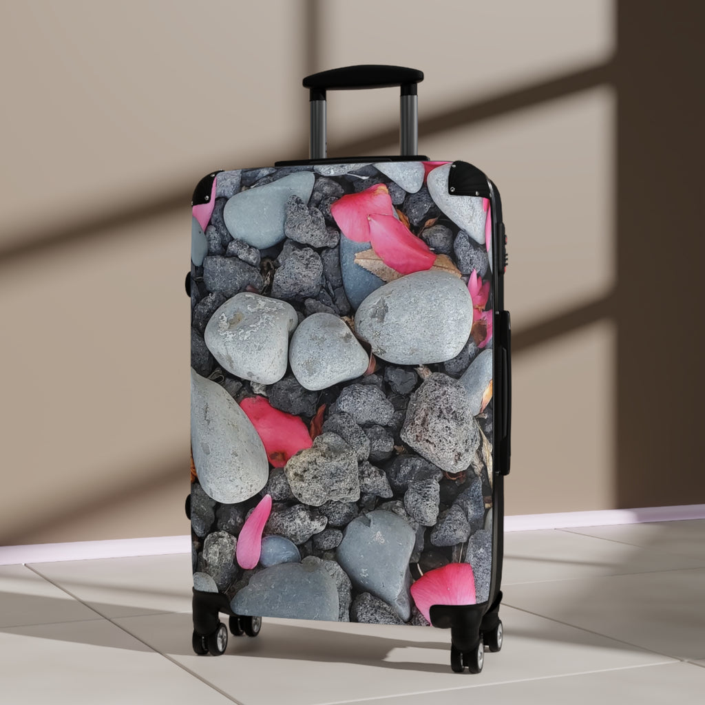 Maleta de cabina Pebble & Pink Petals — Equipaje de playa floral