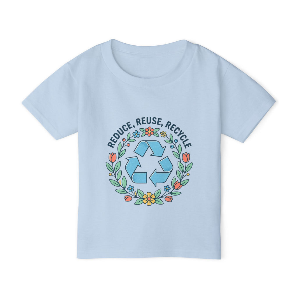Camiseta de niño pequeño - Símbolo de reciclaje floral "Reducir, Reutilizar, Reciclar"