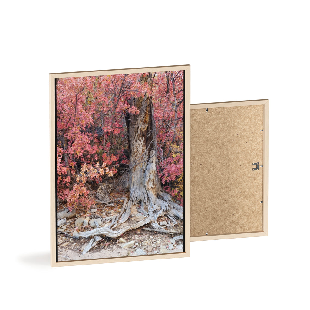 Autumn Tree Roots Poster with Wooden Frame | Fall Forest Wall Art