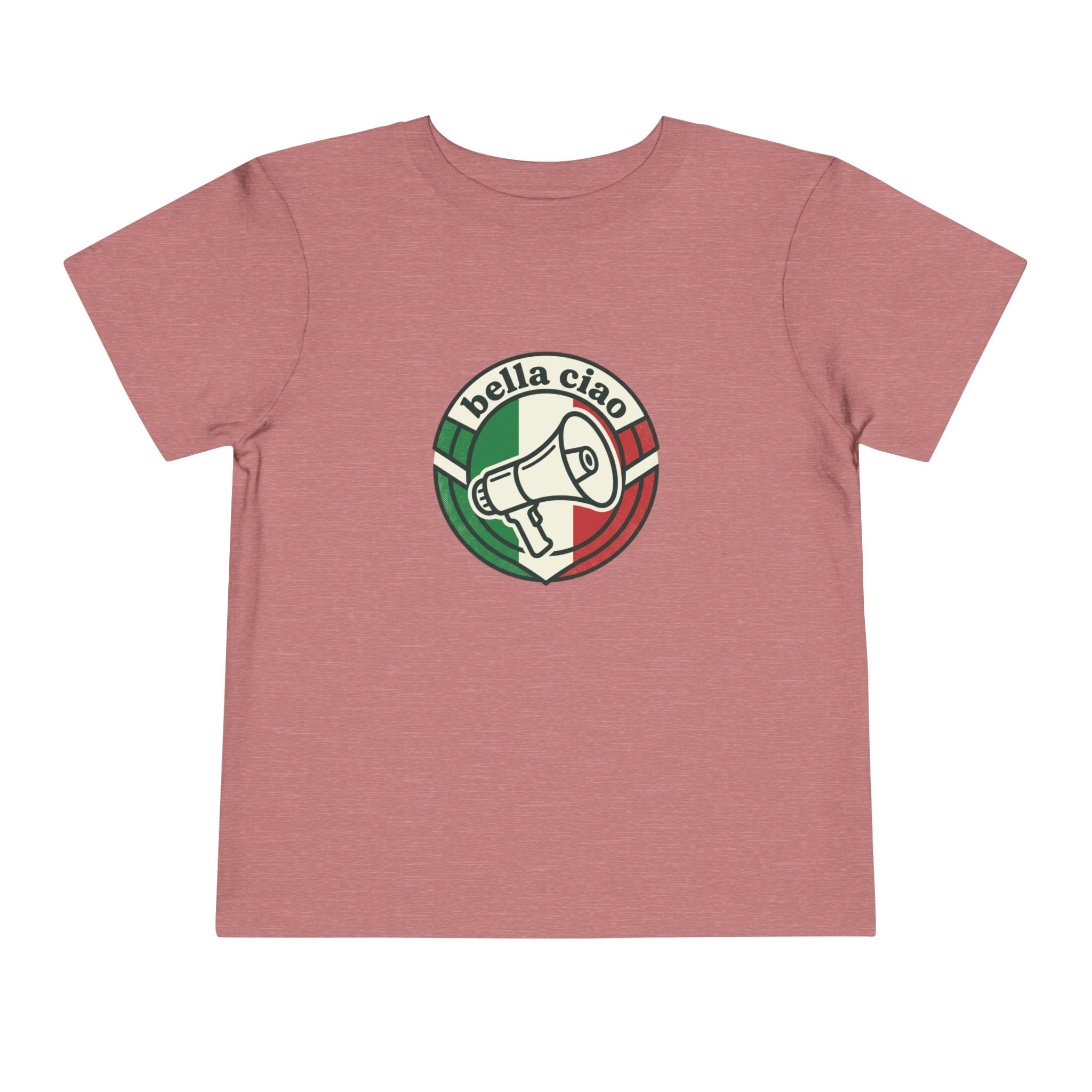Camiseta de niño pequeño • Gráfico de megáfono con bandera italiana "Bella Ciao"
