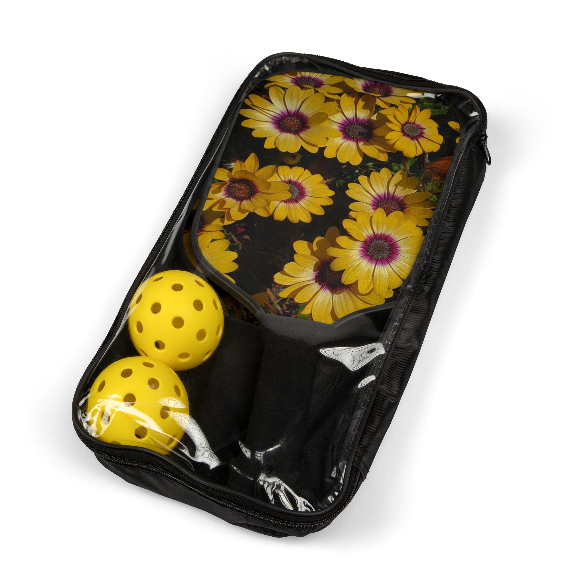 Pickleball Paddles Set – Yellow Daisy Floral Pickleball Kit (2 Paddles + Balls)