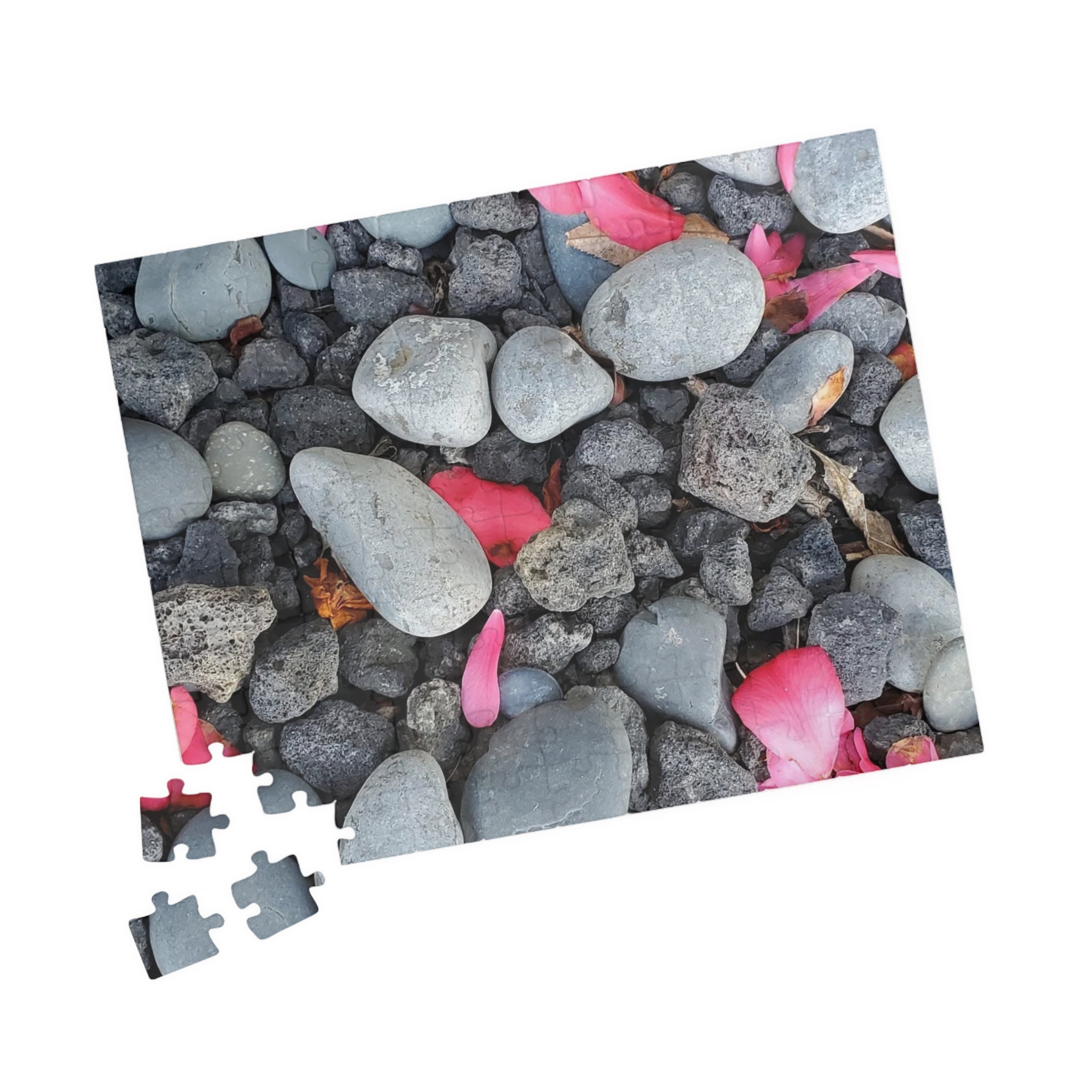 Pink Petals on River Rocks Puzzle