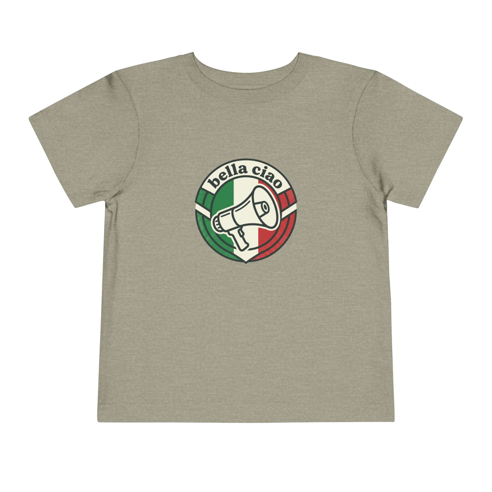 Camiseta de niño pequeño • Gráfico de megáfono con bandera italiana "Bella Ciao"