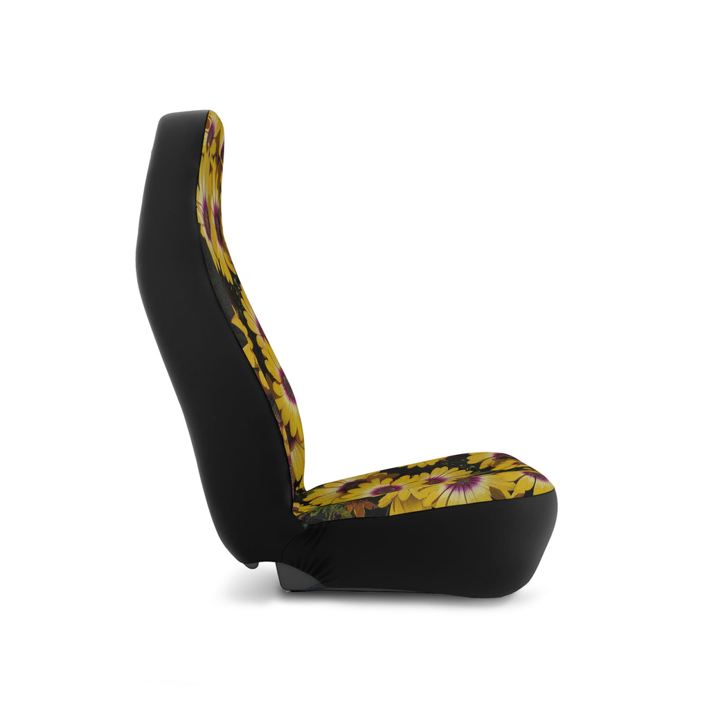 Fundas de asiento de coche con estampado de girasol amarillo | Interior floral para automóvil