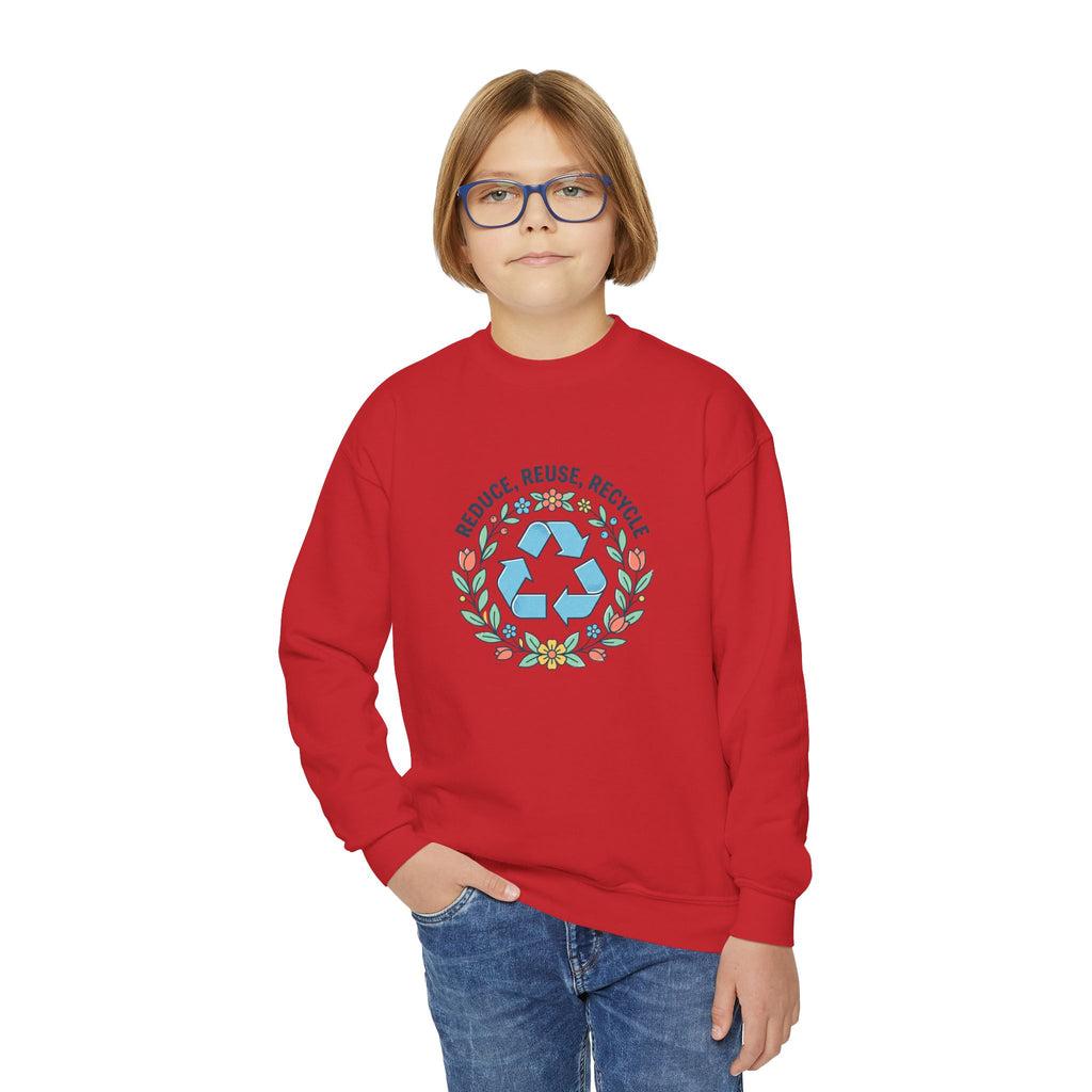 Sudadera Juvenil Cuello Redondo Floral Reduce Reutiliza Recicla