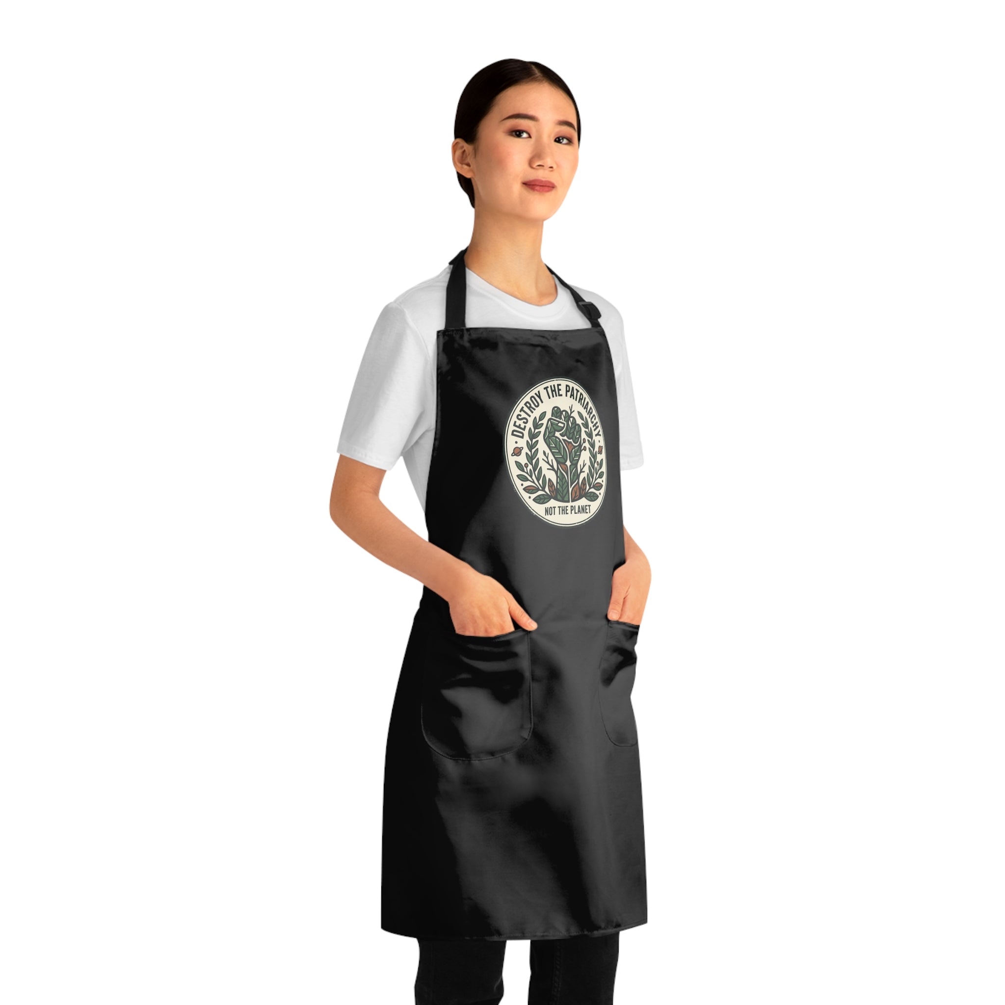 Botanical “Destroy the Patriarchy Not the Planet” Apron