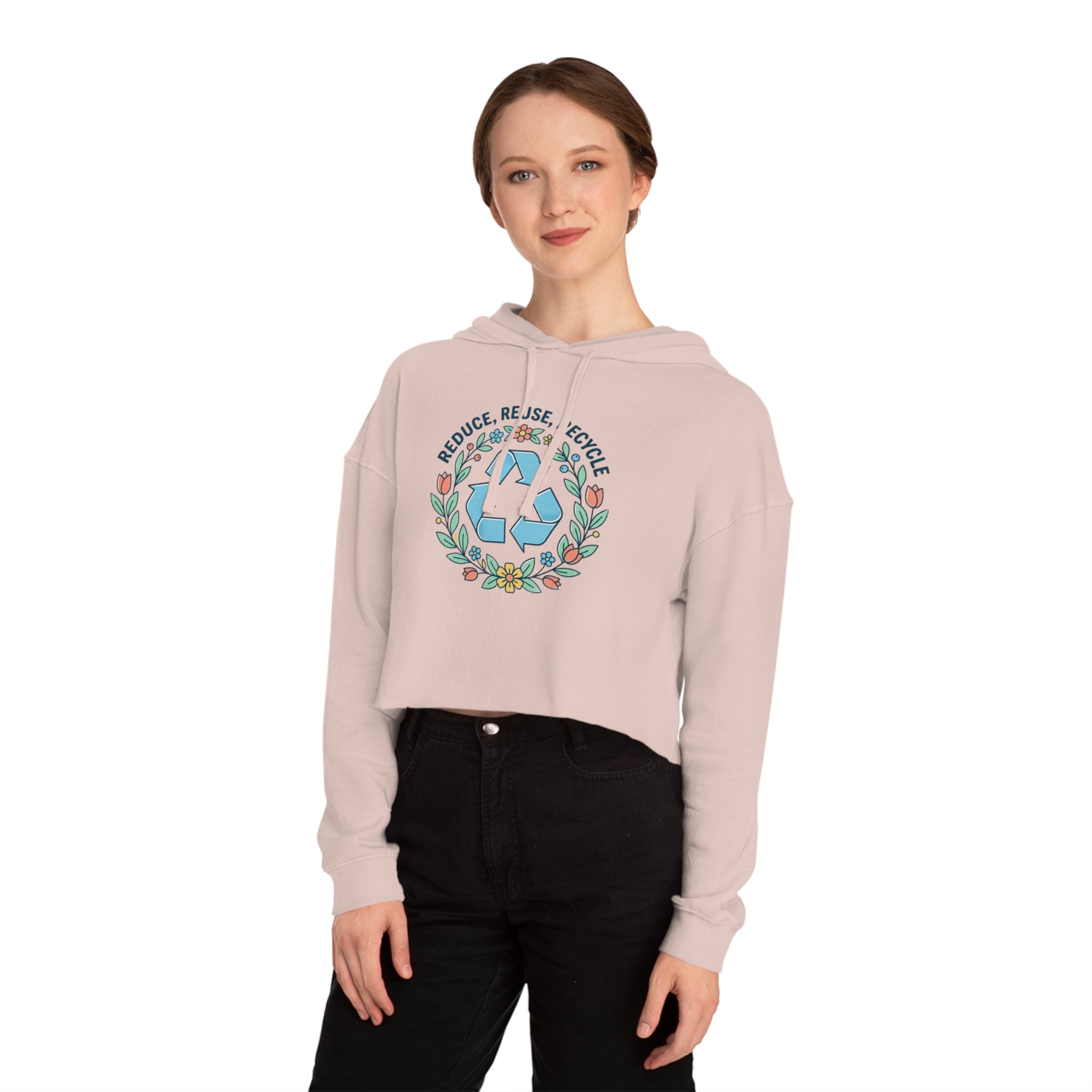Sudadera Corta Eco Floral — "Reduce, Reutiliza, Recicla"