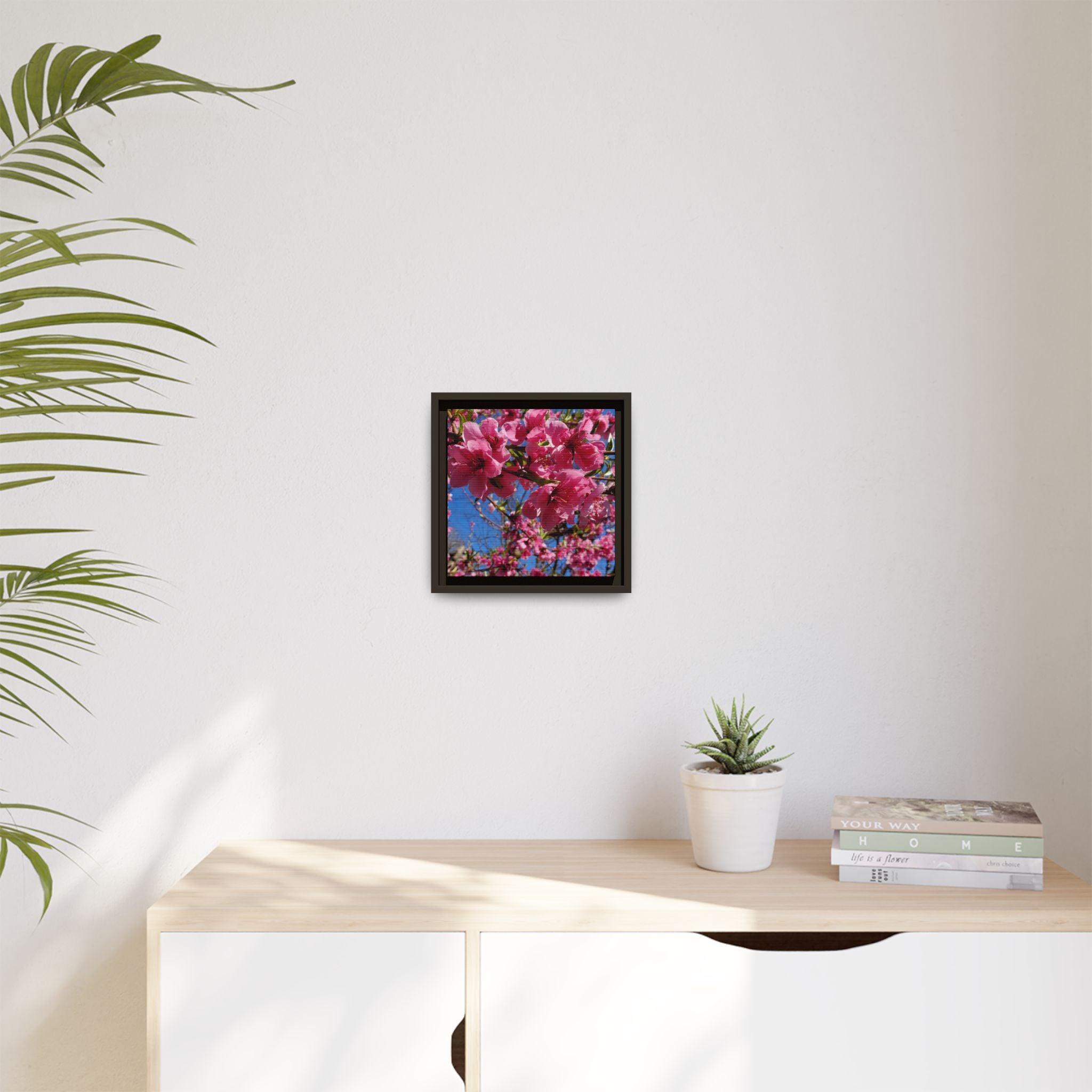 Pink Peach Blossom Framed Canvas Print