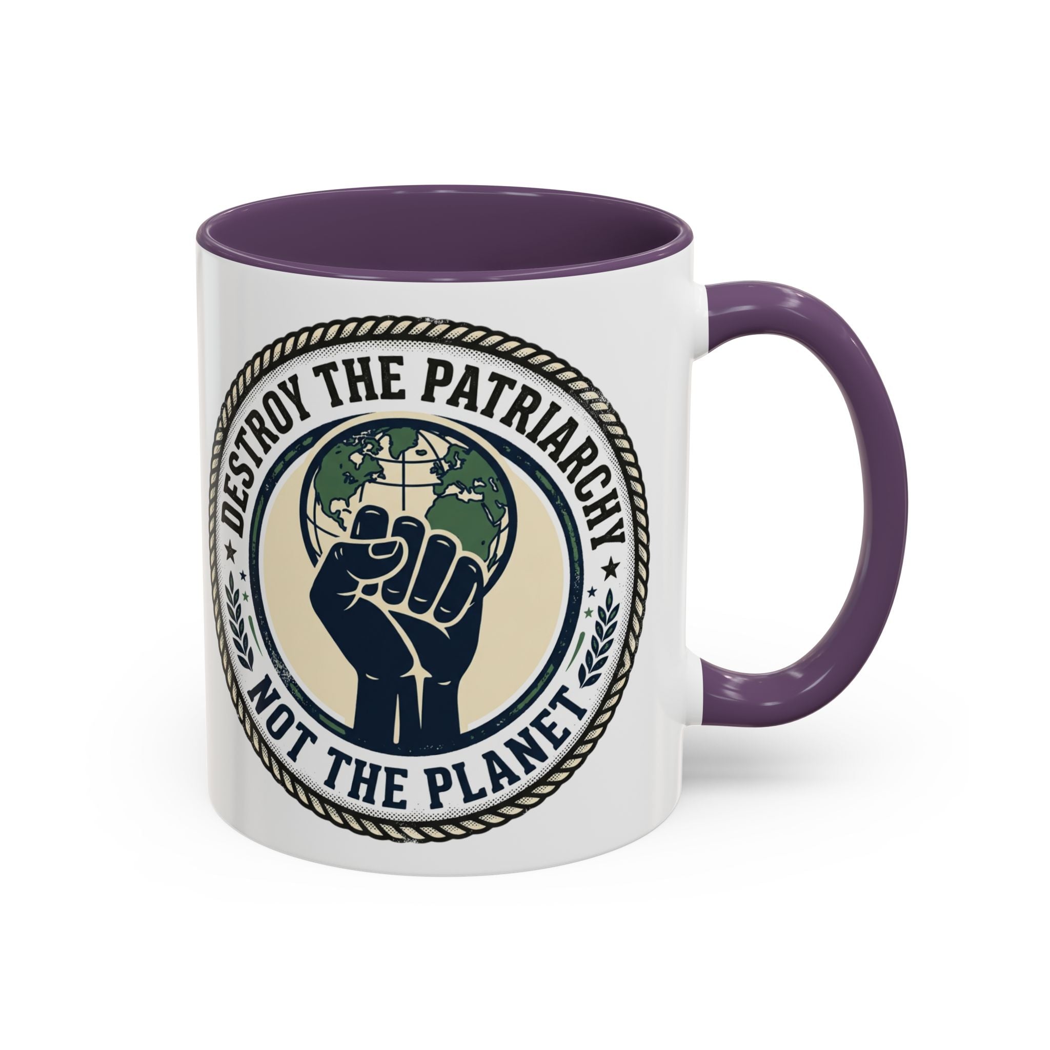 Destroy the Patriarchy Not the Planet Coffee Mug – Feminist Eco Justice Accent Mug (11/15oz)