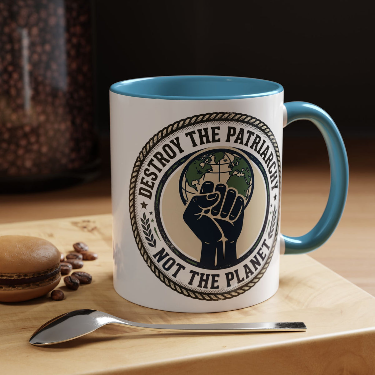 Destroy the Patriarchy Not the Planet Coffee Mug – Feminist Eco Justice Accent Mug (11/15oz)