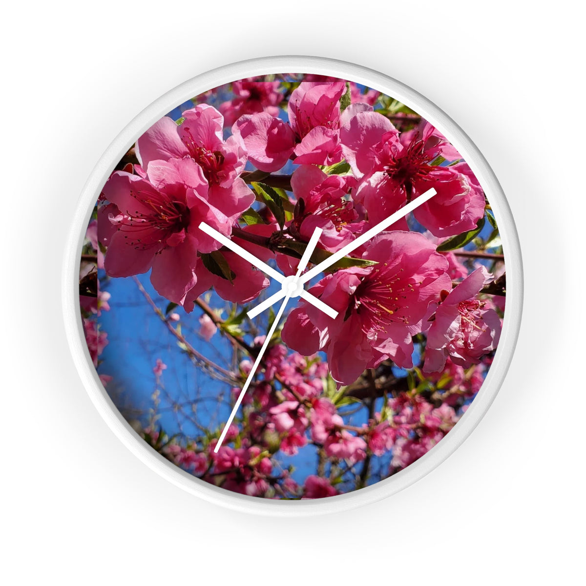 Pink Blossom Wall Clock — Floral Peach Blossom Decorative Clock