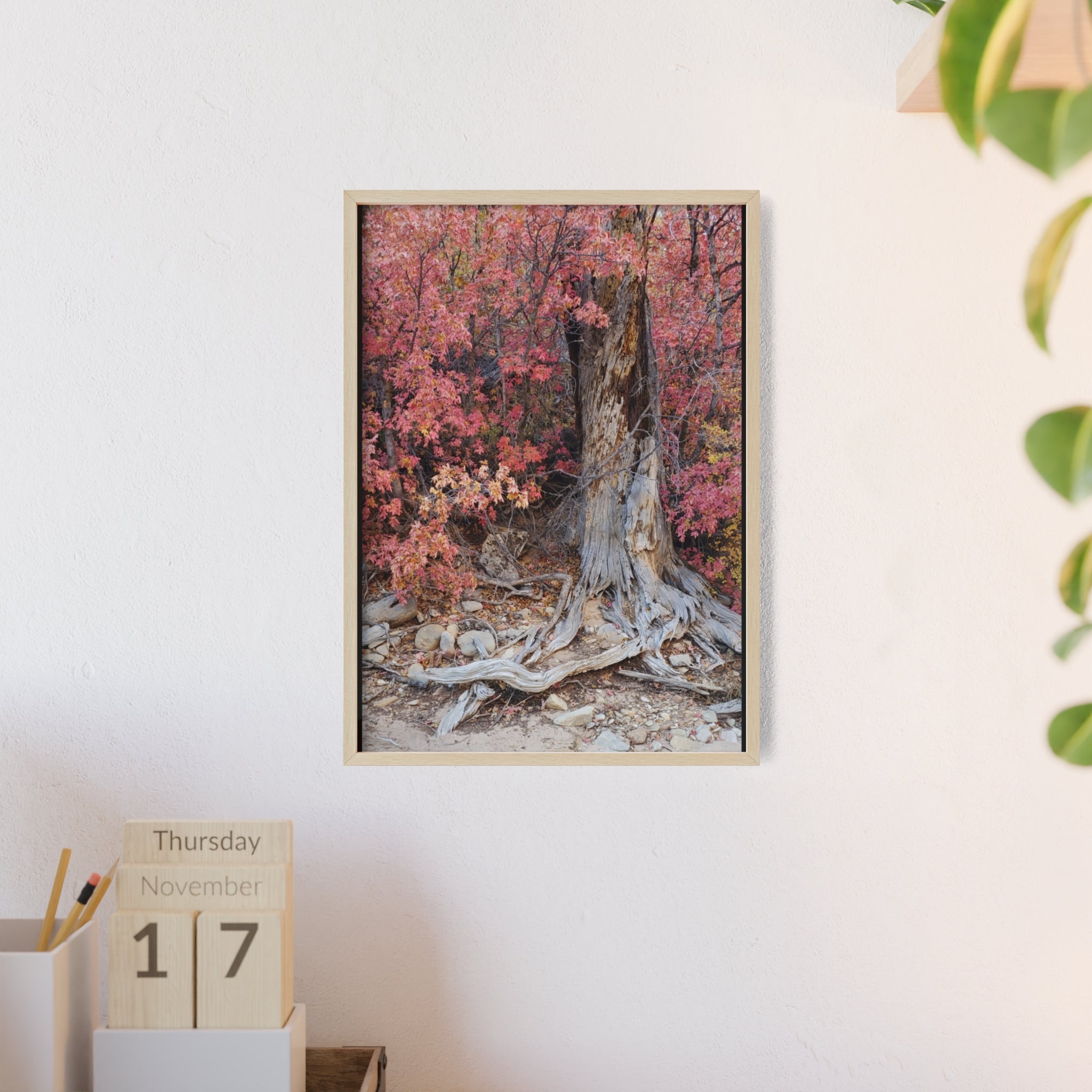 Autumn Tree Roots Poster with Wooden Frame | Fall Forest Wall Art