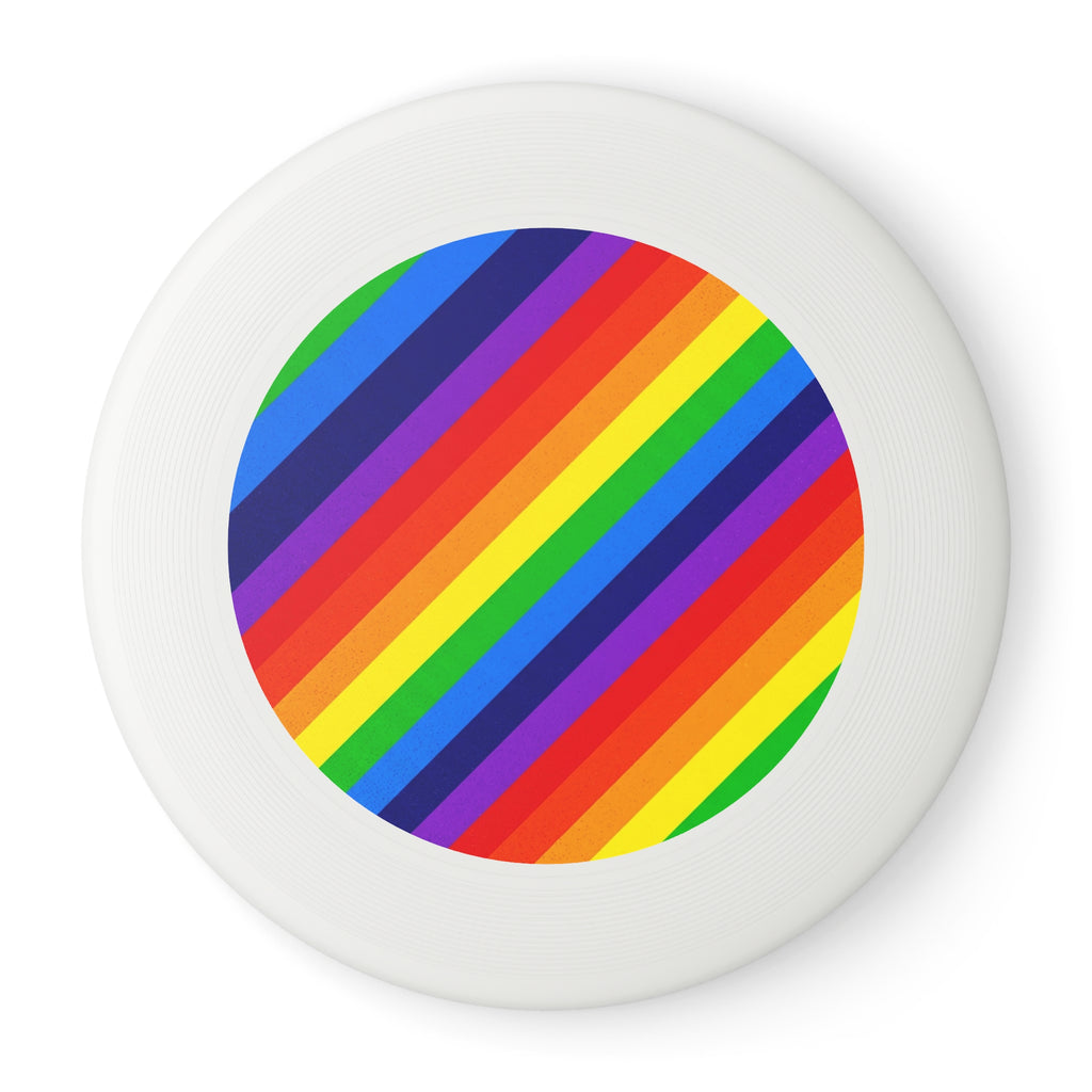 Rainbow Stripe Frisbee — Colorful Wham-O Disc for Outdoor Play & Pride