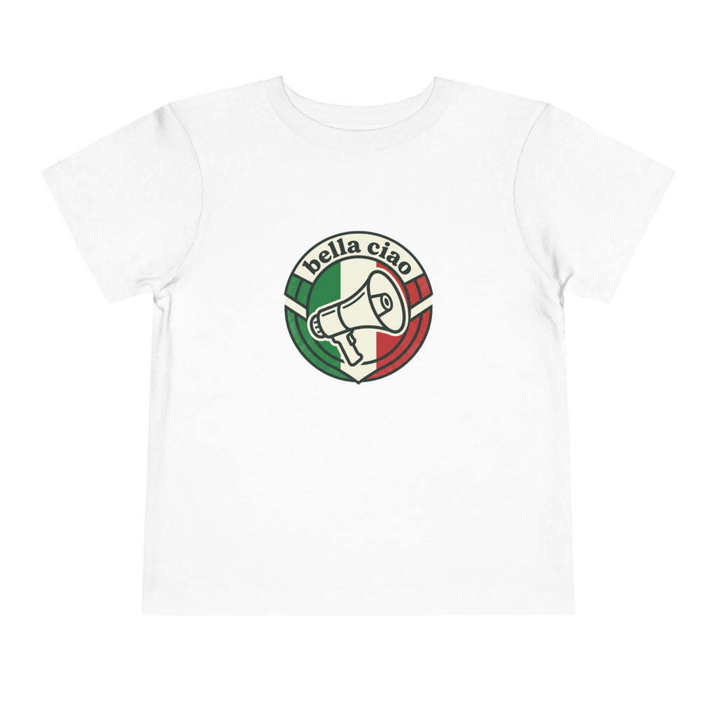 Camiseta de niño pequeño • Gráfico de megáfono con bandera italiana "Bella Ciao"