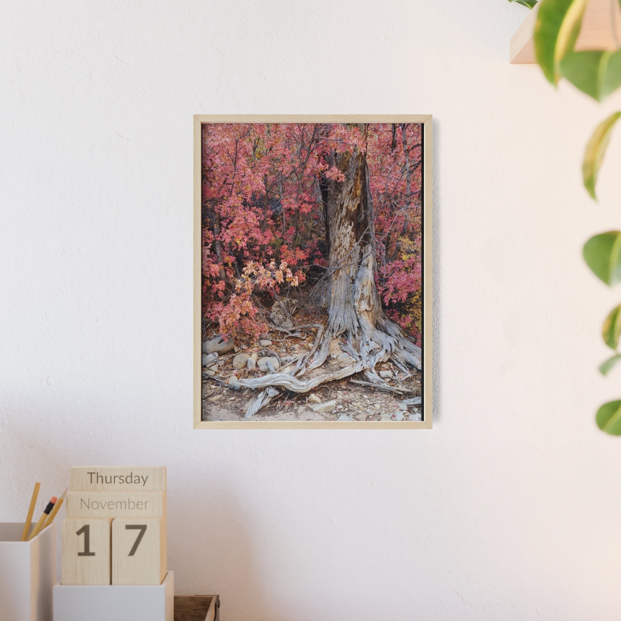 Autumn Tree Roots Poster with Wooden Frame | Fall Forest Wall Art