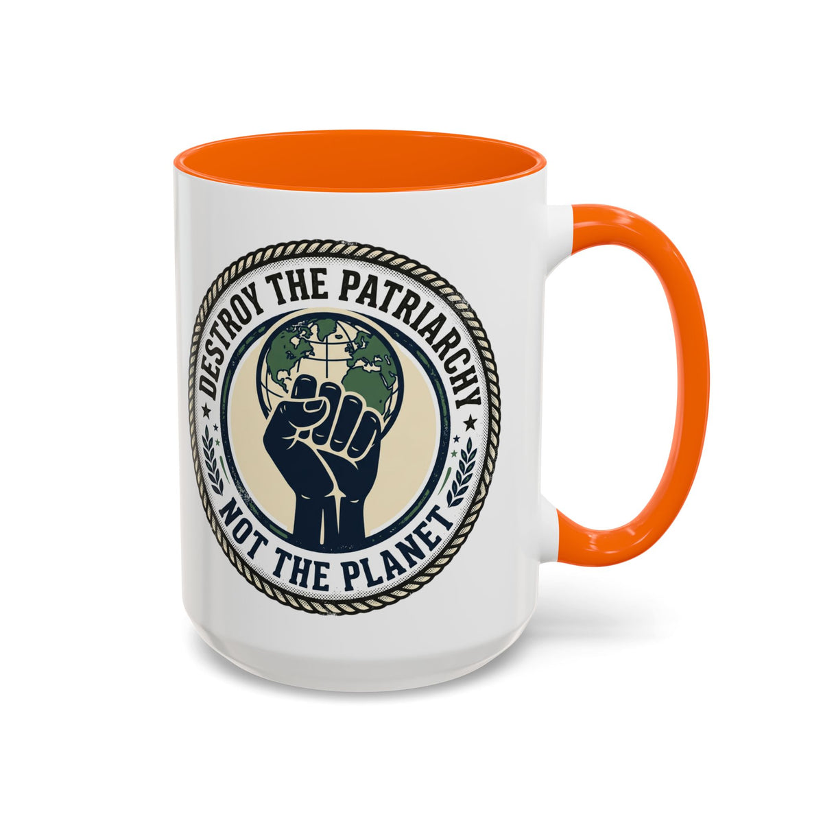 Destroy the Patriarchy Not the Planet Coffee Mug – Feminist Eco Justice Accent Mug (11/15oz)