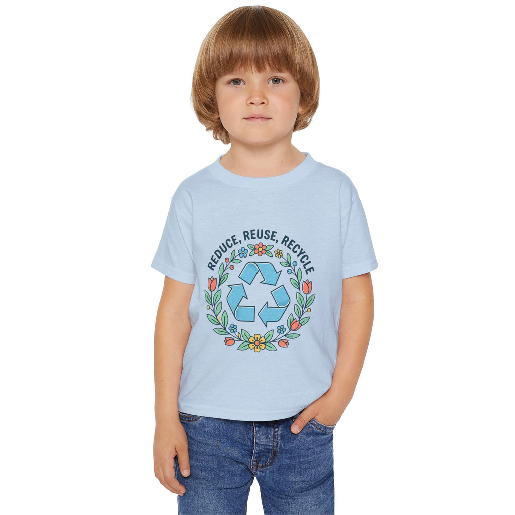 Camiseta de niño pequeño - Símbolo de reciclaje floral "Reducir, Reutilizar, Reciclar"