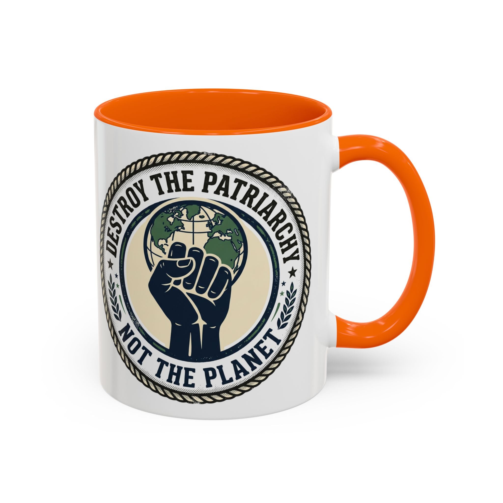 Destroy the Patriarchy Not the Planet Coffee Mug – Feminist Eco Justice Accent Mug (11/15oz)