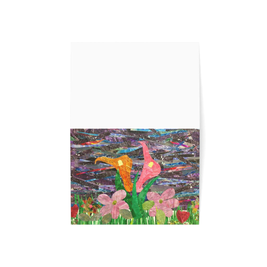 Tarjeta para el Día de la Madre con collage floral — Paquete de 1/10/30/50 (Diseño de lirios cala y corazones)