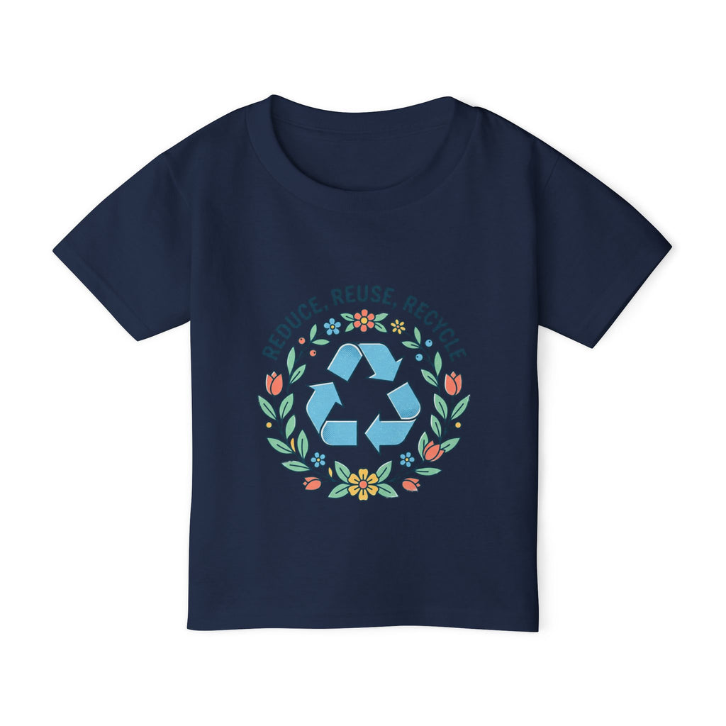 Camiseta de niño pequeño - Símbolo de reciclaje floral "Reducir, Reutilizar, Reciclar"